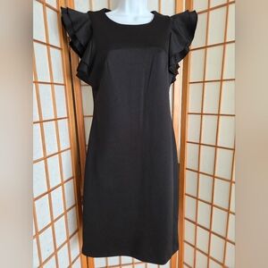 NWT MARC NEW YORK BLACK CAP SLEEVE  KNEE LENGTH SHEATH DRESS SIZE 8/M